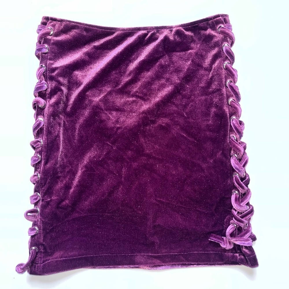 NWOT Honey Punch Laced Velour Mini Skirt